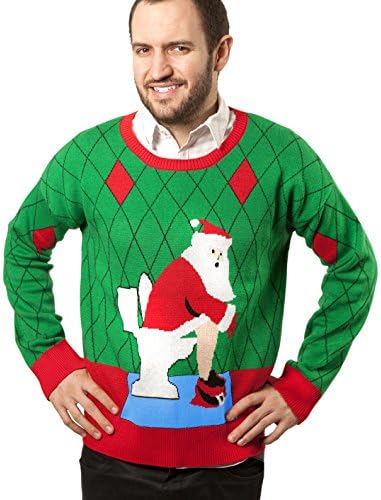 FunQi Gifts Men's Toilet Santa Ugly Christmas Sweater