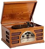 Electronics : Crosley Wooden Retro Turntable 3 Speed AM/FM Radio CD and Cassette Player