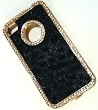 Luxury Black Soft Leopard Bling Diamond Circle Hard Cover Case for Iphone 4g 4s