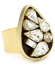 Sandy Hyun Tortoise and Crystal Teardrop Shape Adjustable Ring