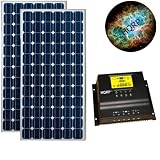 HQRP KIT (350 Watt (175W + 175W) SHARP Monocrystalline Solar Panel UL 1703 350W, HQRP Solar 40A Charge Power Controller / Regulator 12V/24V) for Home Solar Systems + Coaster