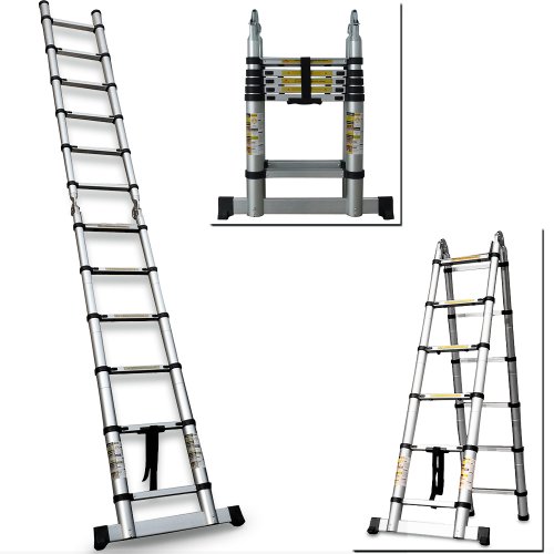 Echelle escabeau télescopique aluminium multifonction hauteur 380cm 12 échelons Echelle escabeau télescopique aluminium multifonction hauteur 380cm 12 échelons