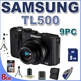 Samsung TL500 Digital Point and Shoot Camera (Black) BigVALUEInc 9PC Saver Bundle!
