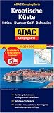 ADAC CampingKarte Kroatien. Istrien - Kvarner Golf - Dalmatien