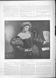 PORTRAIT OF A LADY BY LORENZO LOTTO Antique Print 1895