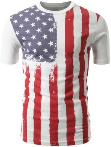 SMITHJAY Mens Hipster Hip-Hop AMERICAN FLAG Print T-shirt (Size up to 2XL)
