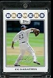 C.C. Sabathia - Milwaukee Brewers - 2008 Topps Updates & Highlights Baseball Card in Protective Screw Down Display Case!