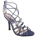 Womens Adjustable Multi Diamante Strappy Blue Sandals