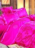 4-pc Comfortable Fuchsia Imitated Silk Duvet Cover Bedding Set - King Size