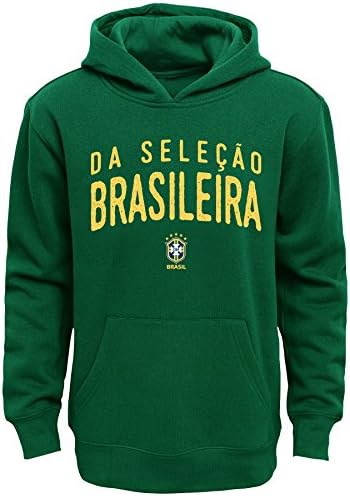 Brazil Soccer Youth Green Name and Logo Long Sleeve Hooded Sweatshirt