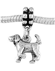 Sterling Silver Bloodhound Dog Dangle Bead Charm