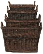 Country Hand Woven Rectangle Sapling Baskets Set / 4, Large=22 1/2"L x 15 1/2"W x 14"H