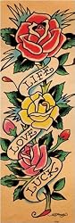 Ed Hardy - Mini Door Poster (Roses - Life, Love, Luck) (Size: 12'' x 36'')