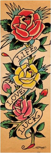 Ed Hardy - Mini Door Poster (Roses - Life, Love, Luck) (Size: 12'' x 36'')