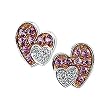 14K White and Rose Gold Pink Sapphire and Diamond Heart Earrings