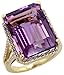14 Karat Gold Grosser Steinen Ring, mit 0.30 Karat Brilliantschliff Diamanten & 16.50 Karat 18x13mm Smaragdschliff Amethyst Stein, (19mm) breit