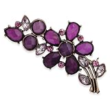 1928 Gold-tone Dark Purple and Pink Crystal Flower Pin