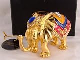 Boxed metal elephant form hinged trinket box with diamantes