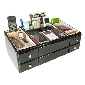 Newport Charging Valet Organizer in Piano Black High Gloss Finish