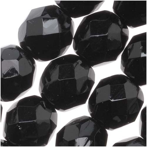 Czech Fire Polish Glass Beads 8mm Round Jet Black 