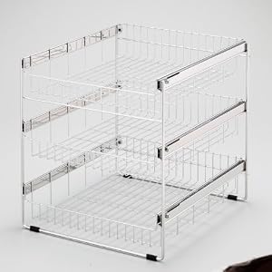 【クリックで詳細表示】デュラス シンク下スライドラック3段ワイド DM-8600