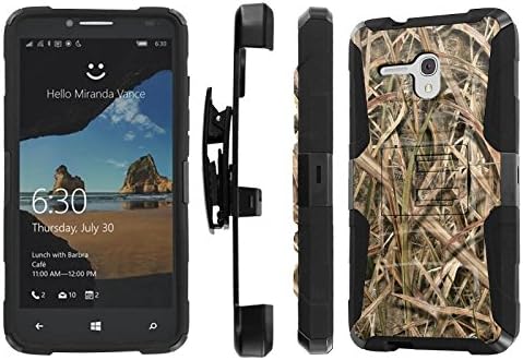 Alcatel One Touch Fierce XL Case, [NakedShield] [Black/Black] Heavy Duty Holster Armor Tough Case - [Grass Camouflage] for Alcatel One Touch Fierce XL
