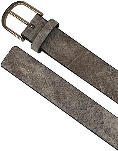 Bling Baby Womans Genuine Hair on Hide Fur Leather Exotic Beige Python Snake Pattern Straight Pant Belt, Medium