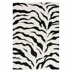 Zebra Print Area Rugs Animal Skin 6x9 Black Ivory White