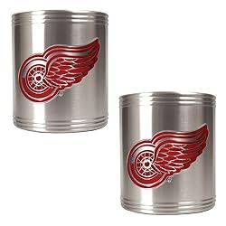 Detroit Red Wings NHL 2pc Stainless Steel Can Holder Set- Primary Logo by Great American Products