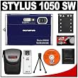 Olympus Stylus 1050 SW 10.1MP Waterproof / Shockproof Digital Camera (Blue) + Spare Li-42B Battery + Case + Accessory Kit