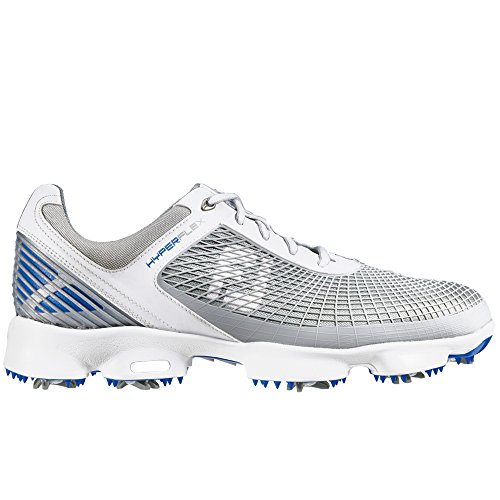 Footjoy 51022 M105 Hyperflex Mens Golf Shoes, White & Grey & Blue – 10.5 Medium