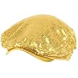 Unisex Adjustable Sequins Shimmer Dancer Curved Ivy Cabby Driver Hat Cap Gold