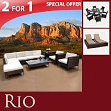 OUTDOOR SOFA WICKER FURNITURE DINING SET PATIO LUXURY DOUBLE CHAISE LOUNGE