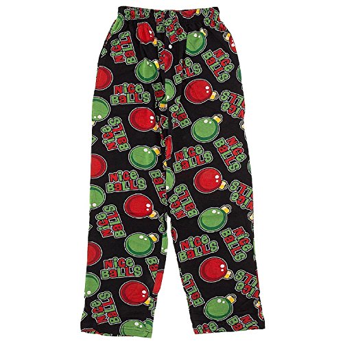 Fun Boxers Mens Cotton Nice Balls Loungewear Pajama Pants (Black, Medium)