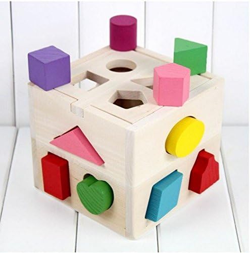 Hot NEW Wooden Knob Puzzle Cube Shape Sorter Childrens Educational Toy