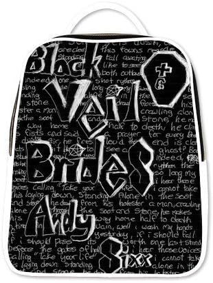 good quality leather teenager School bag black Veil Brides printed casual travel Backpacks
