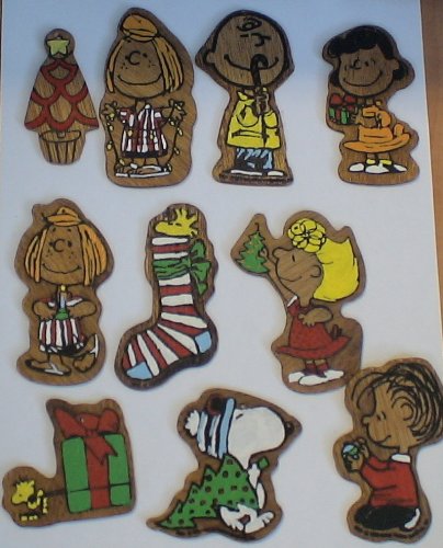 Peanuts Set of 19 Vintage Wooden Christmas Ornaments (Need Hooks) w/ Charlie Brown Snoopy Linus and More!