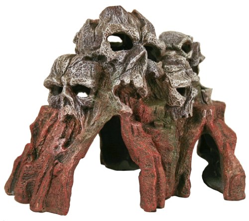 Exotic Environments Skull Mountain Aquarium Ornament, Medium, 9-Inch by 6-Inch by 6-Inch
