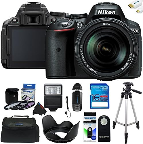 Nikon D5300 24.2 MP DSLR Camera with 18-140mm f/3.5-5.6G ED VR AF-S DX Lens + Pixi-Basic Accessory Bundle - International Version