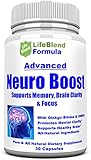 Advanced Brain Function Booster for Memory, Focus & Clarity - Mental Performance Nootropic - Physician-Formulated To Provide Blend Of DMAE, Ginkgo Biloba, Bacopa Monnier, L-Glutamine & St. John's Wort