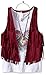 Beautees Girls' 2 Piece Fringe Vest And Screen Tank with Necklace