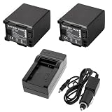 GTMax 2 x Replacement BP-827 Decoded Battery + Travel Charger with Car Adapter for Canon VIXIA HF10 HF11 HF100 HF20 HF200 HF S10 S100 S20 S21 S200 HG20 HG21 M30 M31 M300 Camcorders