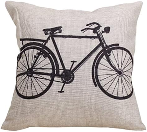 BINNY White and Black Series 18*18In Retro Cotton Line Square Waist Cushion Cover Home Sofa Bed Decor Pillow Case Bicycle