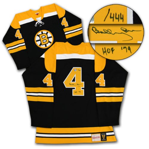 Autographed Bobby Orr black Boston Bruins jersey with 