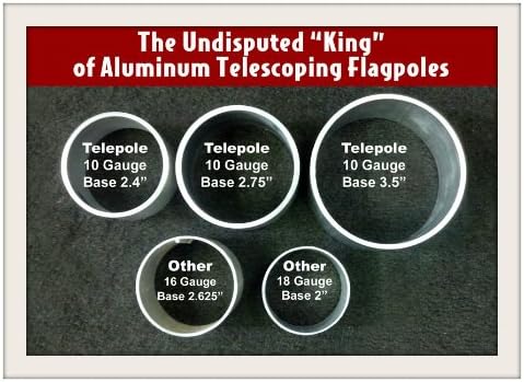 16’ Flag Pole with Hardware & Accessories - Telescoping Aluminum Flagpole - Heavy Duty Flag Pole for Residential & Commercial Use, Housel Home, Yard, Garden, Front Porch - Made in the USA