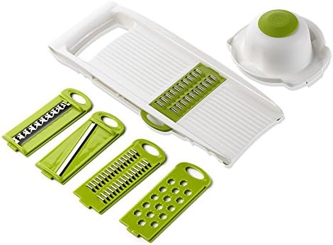 Anke 5 in 1 Mandoline Slicers Set Vegetable Julienne with 5 Adjustable Thickness Cuts(Green)