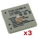 3 PACK Lithium-ion NB-4L NB4L Battery For Canon Camera