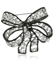 Kenneth Jay Lane Crystal, Black Line Bow Pin