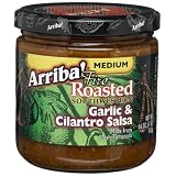 Arriba Fire Roasted Southwestern Garlic and Cilantro Salsa 16 Ounce Jars Pack of 3 by Arriba!