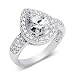 Stunning Pear Shape White Cubic Zirconia Size 8 Ring in Sterling Silver Rhodium Finish